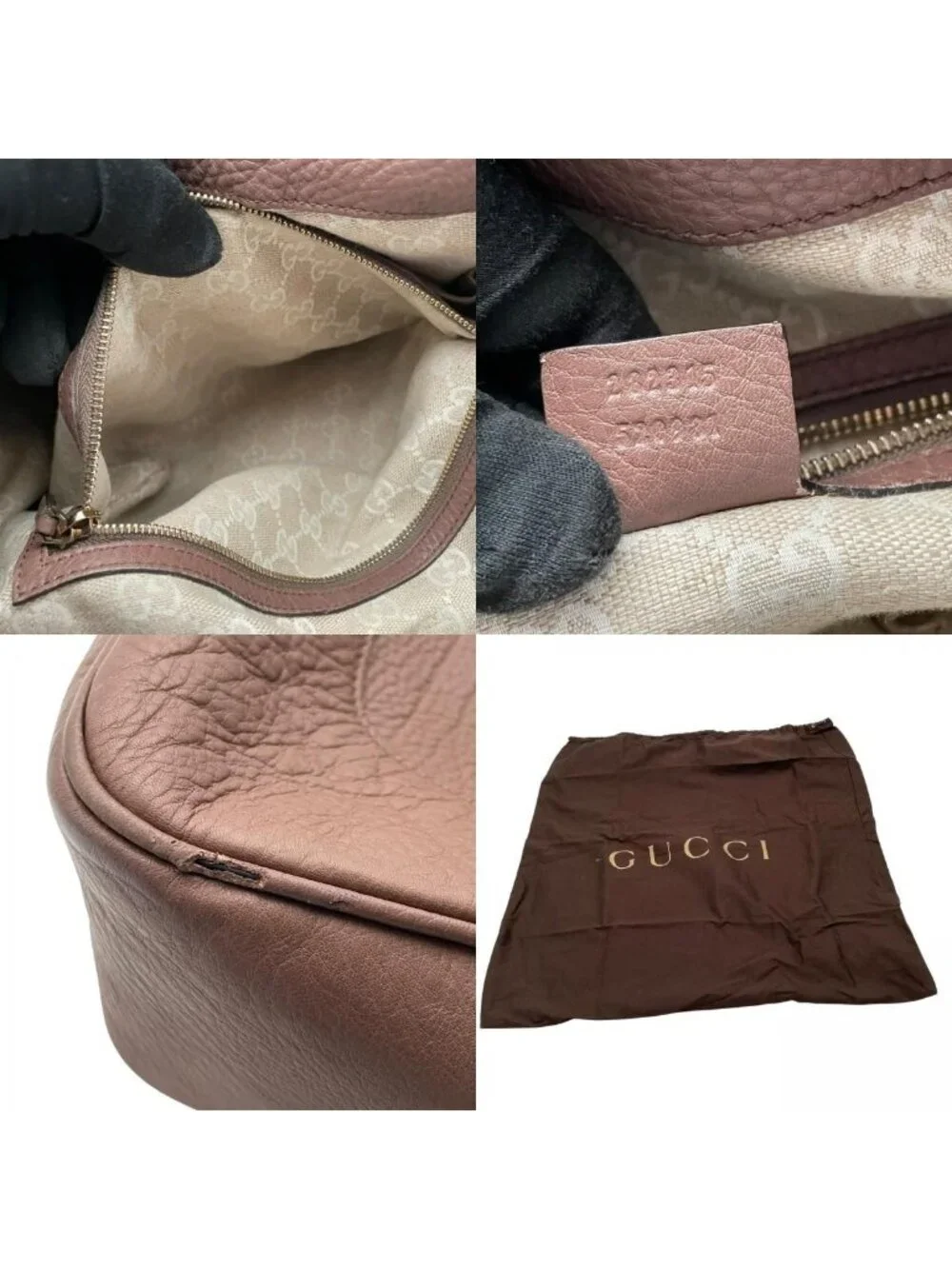 Gucci Bamboo Tote Handle Leather Pink Gold Classic Going Out Everyday Use Daily